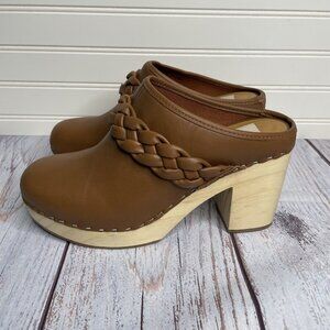 NWOT Dolce Vita Hila Braided Mule Clog Size 9.5 Heel Saddle Leather Brown